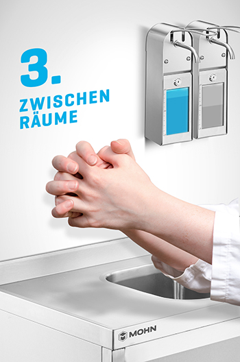 Korrekte Händedesinfektion - 3. Handzwischenräume | Mohn GmbH