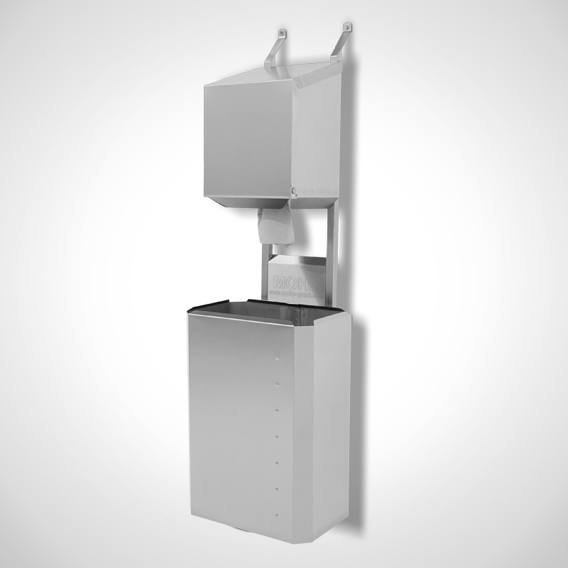 Händetrocknungssystem Dryrack mit Rollenbox und Papierkorb aus Edelstahl Typ DR-I | Mohn GmbH