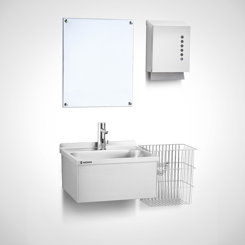 Handwaschbecken mit Sensor-Armatur und optionalem Hygienezubehör | Mohn GmbH
