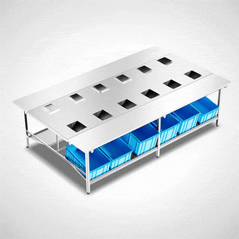 Highline Zerlege-Sortiertisch, beidseitig bedienbar, aus Edelstahl Typ ZST-2 HL | Mohn GmbH 