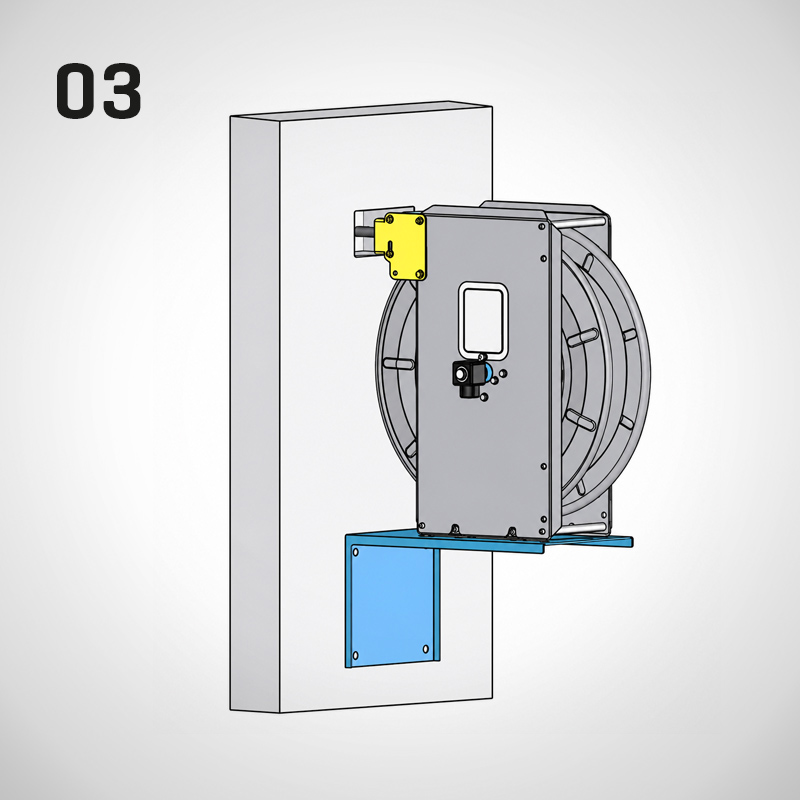 Pos. 3 - Winkelkonsole für festen Wandanbau rechtwinklig zur Wand Typ KHD, ergänzt umd Wanddurchführung | Mohn GmbH
