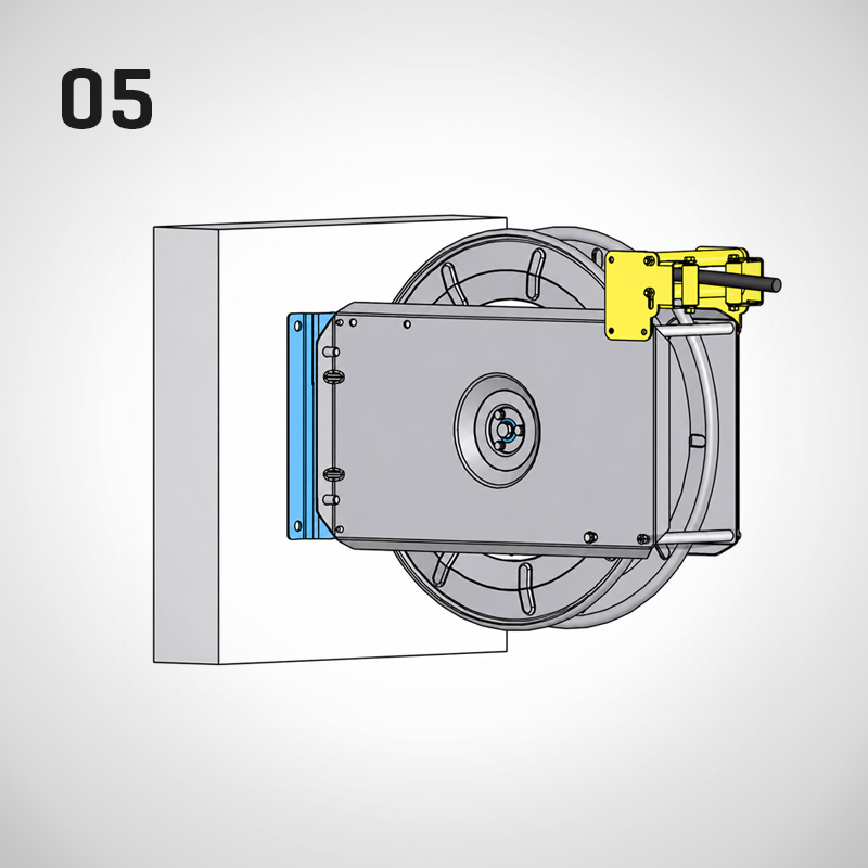Pos. 5 - Konsole für festen Wand- und Deckenanbau Typ KWH 40/2e, mit Schlauchaustritt nach unten | Mohn GmbH