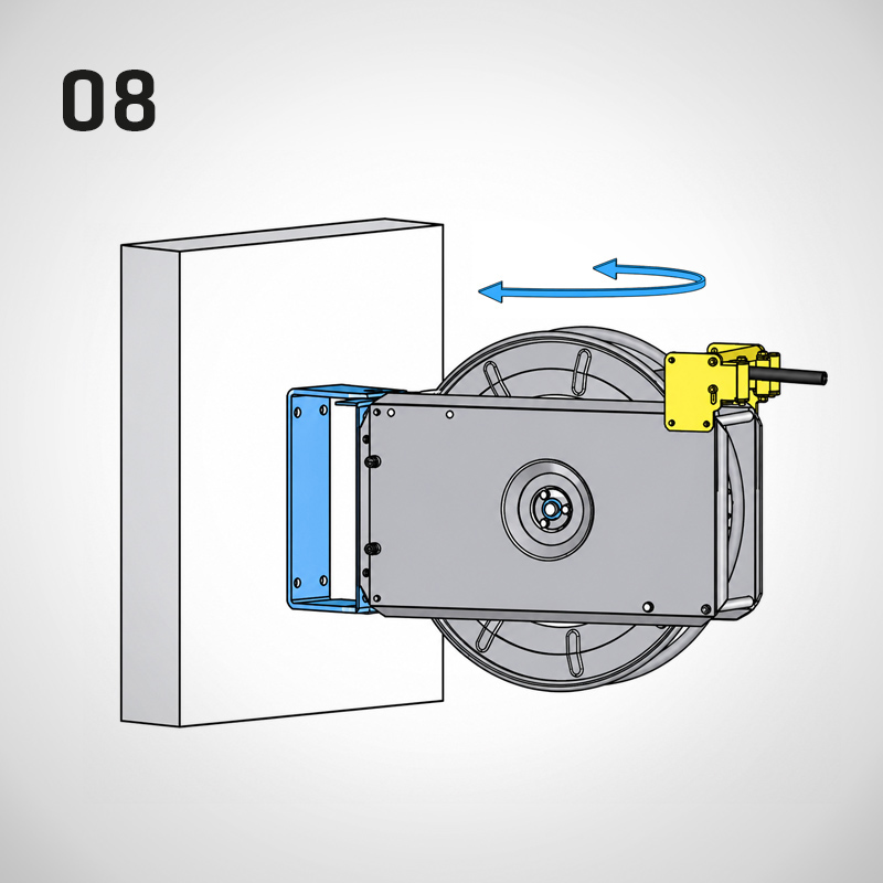 Pos. 8 - Wand-Schwenkkonsole mit 180° Schwenkbereich Typ WSK-T, mit Schlauchaustritt nach vorne | Mohn GmbH