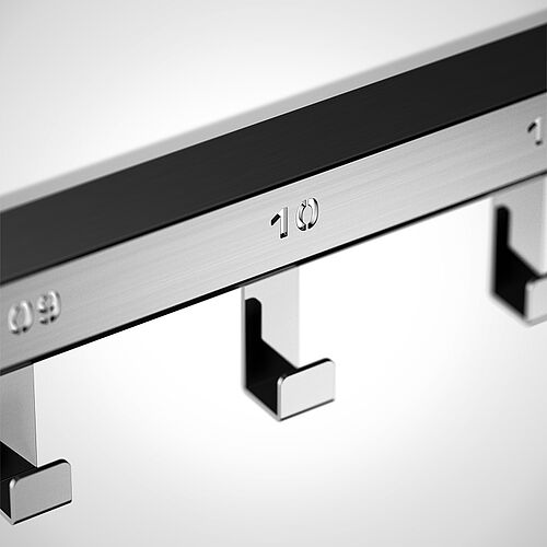 Optional: Lasered numbering for work coat hook rail type KHL, art. no. 18.00.04.09