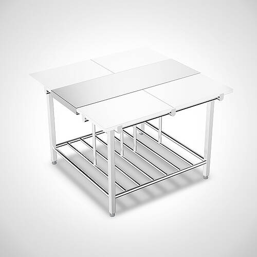 Doppelstufenarbeitstisch Highline mit 1 hygienischen Ablagerost Typ DST-R-120-120-HL, Art.-Nr. 33.00.05.46 