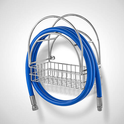 Stainless steel hose holder with storage basket, type SH-B, item no. 40.00.00.12 