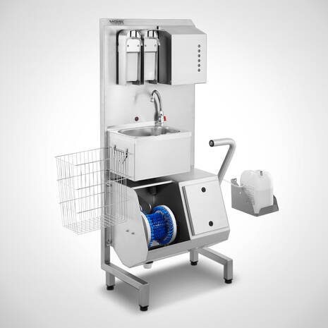 Kompakte Hygienestation (Hygienewand) mit Sohlenreinigung | Mohn Hygienetechnik GmbH