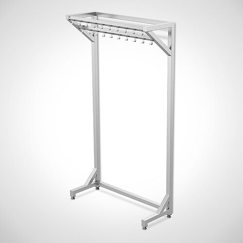 Work coat hook rail with stainless steel stand, type KHL-S 2x10 standard, art. no. 18.00.04.11 