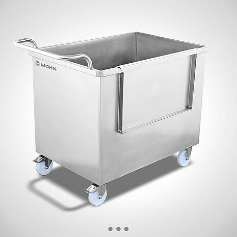Stainless steel collection trolley for transporting hazardous substances/chemicals or waste/laundry bags | Mohn GmbH