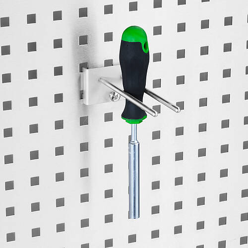 Werkzeughalter mit doppeltem Haltedorn Typ DWZH-GD 125 zur Anbringung an Lochwand, Art.-Nr. 44.20.04.10