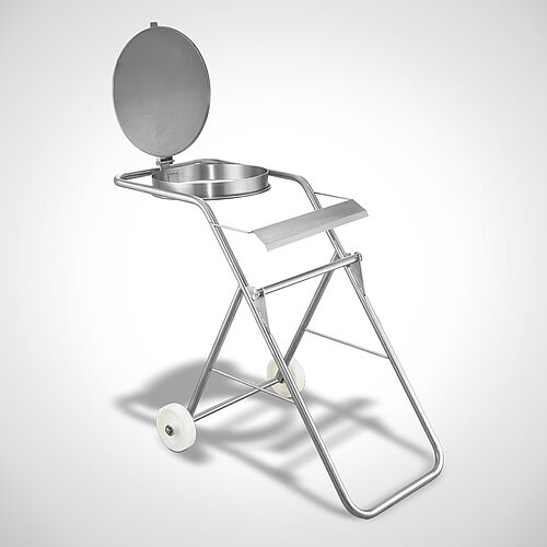 Mobile garbage bag holder with lid and integrated roll holder for e.g. cleaning towels type RH-SF 2, art. no. 19.00.00.96 