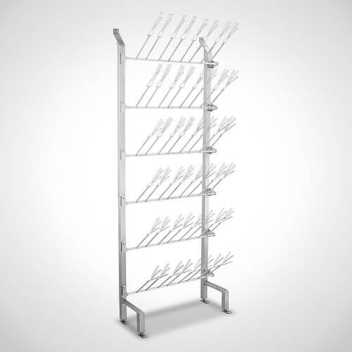 6 Stück Handschuhhalterleisten Typ HSA-4 mit optionalem Standgestell STG-6, Art.-Nr. 18.00.01.96 für 24 Paar Handschuhe 