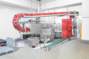 Automatisierte Reinigung und Abblasung von E1-, E2- und E3-Euronormbehältern im Durchlaufverfahren – Bilder zum Vergrößern bitte anklicken. | Mohn GmbH