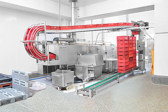 Industrial washing system in the meat industry