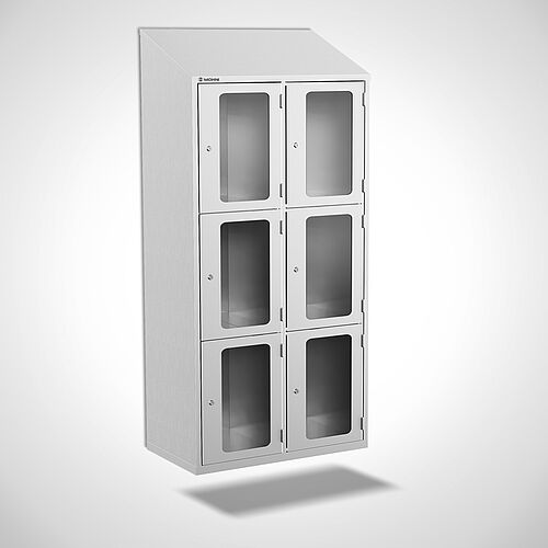 Wall-mounted stainless steel compartment locker with doors, type FSA3-WH-VA-EU 2 compartments - 300 mm compartment width, art. no. 46.10.05.02 