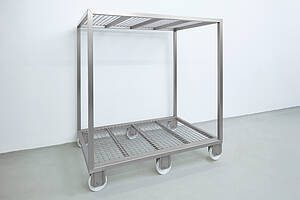Draining trolley with press grid shelves for drying plastic containers, ID no. 24-63118-16 