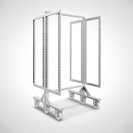 H-shape smoke trolley with height-adjustable layers made of stainless steel | Mohn GmbH