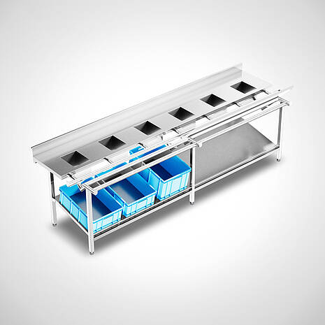 Highline Zerlege-Sortiertisch aus Edelstahl Typ ZST-1 HL | Mohn GmbH