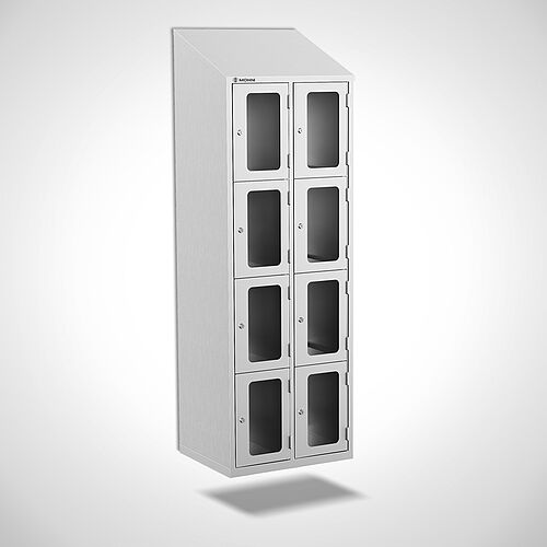 Wall-mounted stainless steel compartment locker with doors, type FSA4-WH-VA-EU 2 compartments - 300 mm compartment width, art. no. 46.10.05.24 