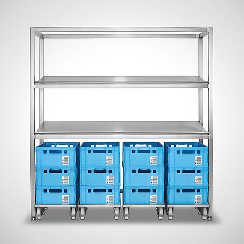 Stainless steel combination rack (storage rack) type LR-E/U 2/4/4, art. no. 39.01.01.14 with optional top frame