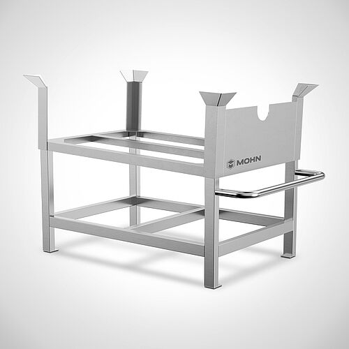Stainless steel IBC rack for oil IBC 570 kg, ID no. 23-61078, without lever device and fork guide