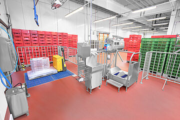 Personnel hygiene station with PROFILGATE wheel cleaning Meat and sausage company (Perwenitz, Germany | Mohn GmbH