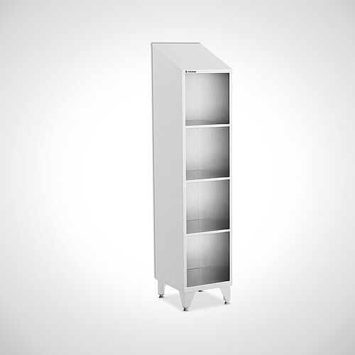 Open compartment cupboard made of stainless steel type FS4-AF-VA-EU-O-1-4 with 1 compartment in 400 mm compartment width, art. no. 45.10.06.31 