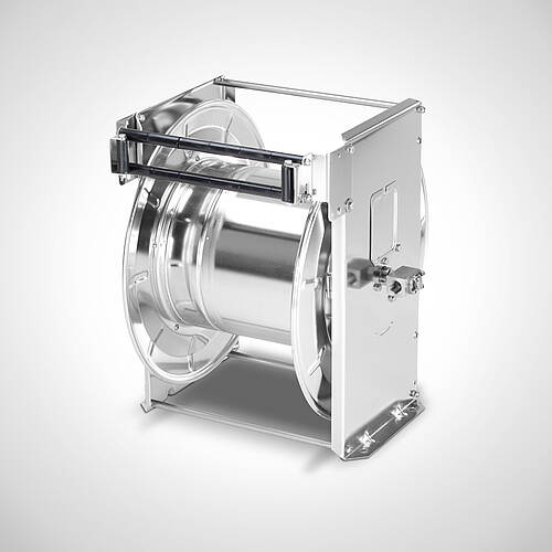 Automatischer Schlauchaufroller aus Edelstahl Typ ASA-HL 40/12e-100, Art.-Nr. 10.71.02.23 für max. 37 m max. aufrollbare Schlauchlänge (AD 20 mm) 