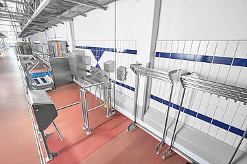 Personnel hygiene station with PROFILGATE wheel cleaning Meat and sausage company (Perwenitz, Germany | Mohn GmbH