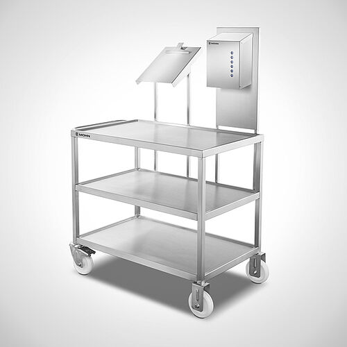 Kommissionierwagen Typ WRRW-3-SON mit optionalem Faltpapier-Handtuchspender Typ HTSP-O, ID Nr. 21-65049 