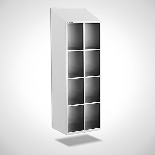 Open compartment locker made of stainless steel type FS4-WH-VA-EU-O-2-3 with 2 compartments in 300 mm compartment width, art. no. 45.10.06.22 