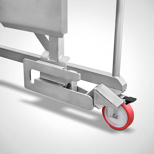 Fahrbarer Swing-Loader Typ SL-HBW-F 350-1400, ID 25-62144-1.1, Detail: Normwagen-Aufnahmevorrichtung + Fahrwerk 