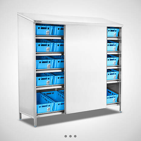Euronormbehälter-Schrank / Regalschrank aus Edelstahl | Mohn GmbH