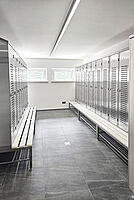 Lockers made of stainless steel with bench type GS1-SB-VA-EU 4-4, ID no. 24-60782