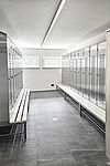 Lockers made of stainless steel with bench type GS1-SB-VA-EU 4-4, ID no. 24-60782
