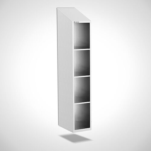 Open compartment locker made of stainless steel type FS4-WH-VA-EU-O-1-3 with 1 compartment in 300 mm compartment width, art. no. 45.10.06.20 