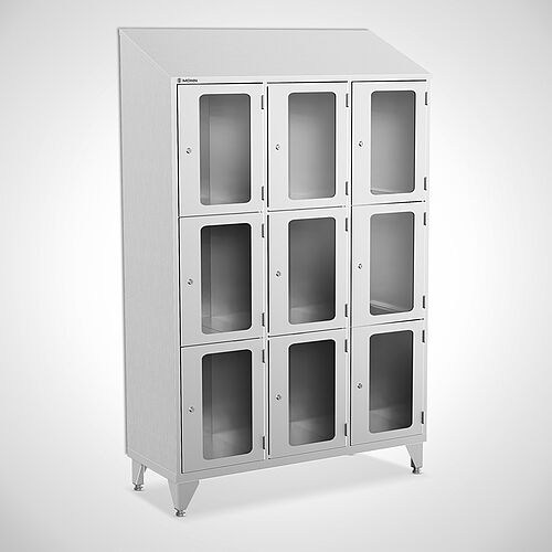 Stainless steel compartment locker with doors, type FSA3-AF-VA-EU 3 compartments - 300 mm compartment width, art. no. 46.10.05.14 