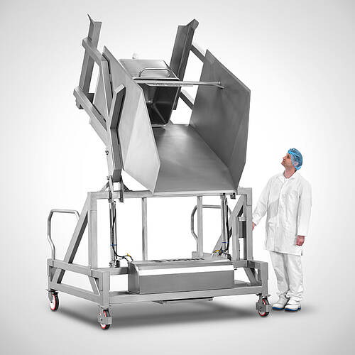 Industrielle Kippvorrichtung für Großbehälter (Big-Boxen) Typ Swing-Loader SL-GB-GL | Mohn GmbH
