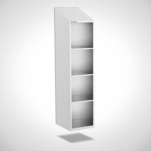 Open compartment locker made of stainless steel type FS4-WH-VA-EU-O-1-4 with 1 compartment in 400 mm compartment width, art. no. 45.10.06.21 