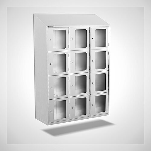 Wall-mounted stainless steel compartment locker with doors, type FSA4-WH-VA-EU 3 compartments - 400 mm compartment width, art. no. 46.10.05.25 