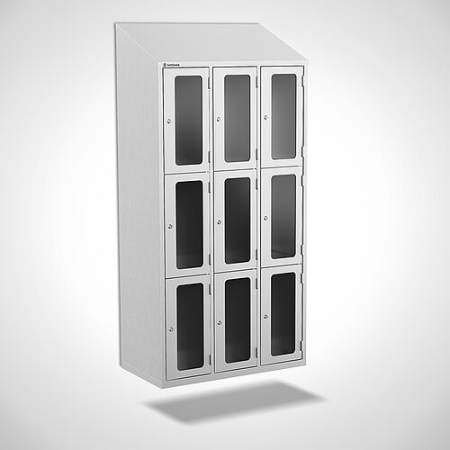 Wall-mounted stainless steel compartment locker with doors, type FSA3-WH-VA-EU 2 compartments - 400 mm compartment width, art. no. 46.10.05.03 