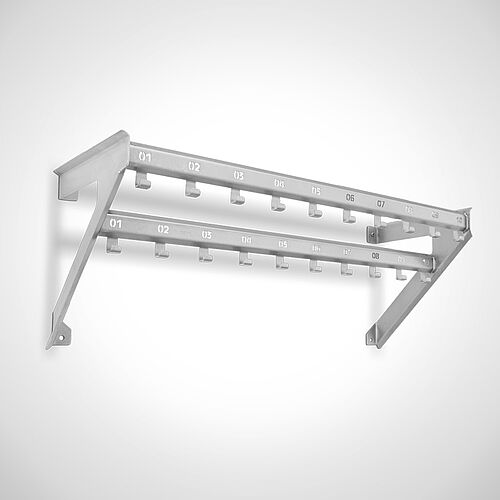 Wall-mounted work coat hook rail made of stainless steel, type KHL-W 2x10 Ecoline, art. No. 18.00.04.21 