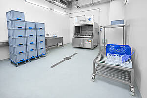 Cabin washing system type HWA-Highline , ID no. 24-63118-1 with draining trolleys for containers 