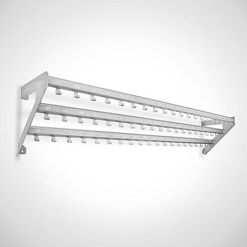 Wall-mounted work coat hook rail made of stainless steel, type KHL-W 3x20 Ecoline, art. No. 18.00.04.28