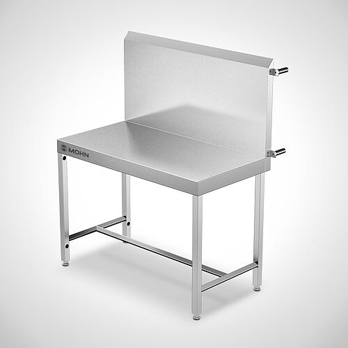 Arbeitstisch mit erhöhter Rückwand und Wandabstandshaltern Typ AT-H/RW 120-65 SON, ID 23-61179