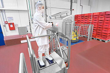 Personnel hygiene station with PROFILGATE wheel cleaning Meat and sausage company (Perwenitz, Germany | Mohn GmbH