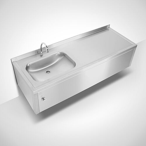 Wandhängendes Waschbecken mit Kniebetätigung und Abtropffläche Typ SPT-HWB-K-55-140-50, ID 14-62862