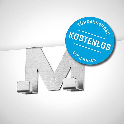 Edelstahl-Türgarderobe mit 2 Haken, Art.-Nr. 99.99.99.44 