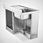 Special design: Sink cabinet with sliding doors and rear partition and carcase indented 50 mm at rear, ID 22-65037-7.1