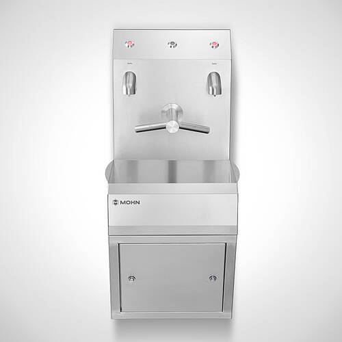 Wandhängendes Handwaschbecken mit Dyson Tap sowie 2 automatischen Seifenspendern "Cleancenter" Typ CC-I-DT-W, Art.-Nr. 12.00.10.11 